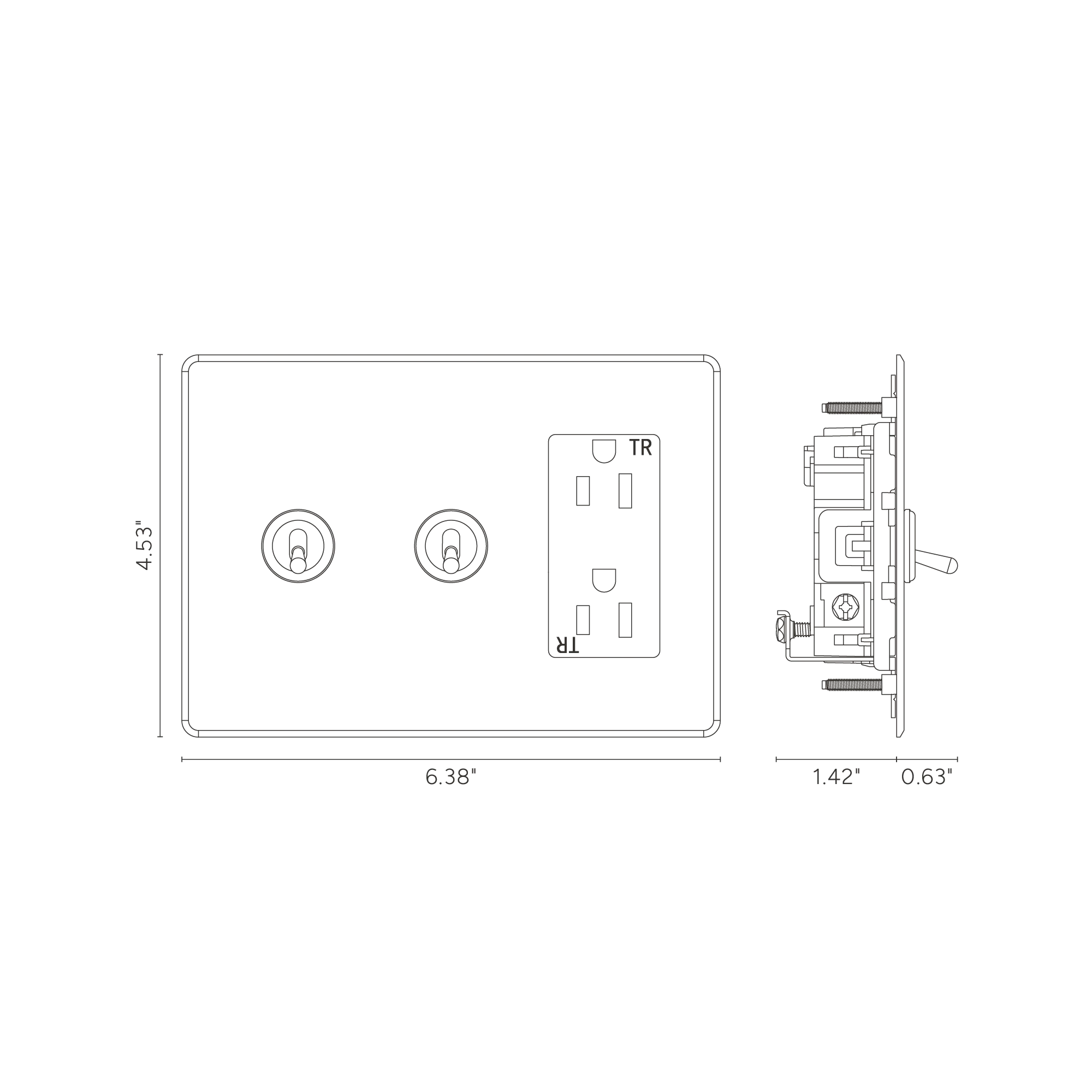 Kew 3G 2x Toggle Switch & Outlet - Clear Bronze Black - Image 2