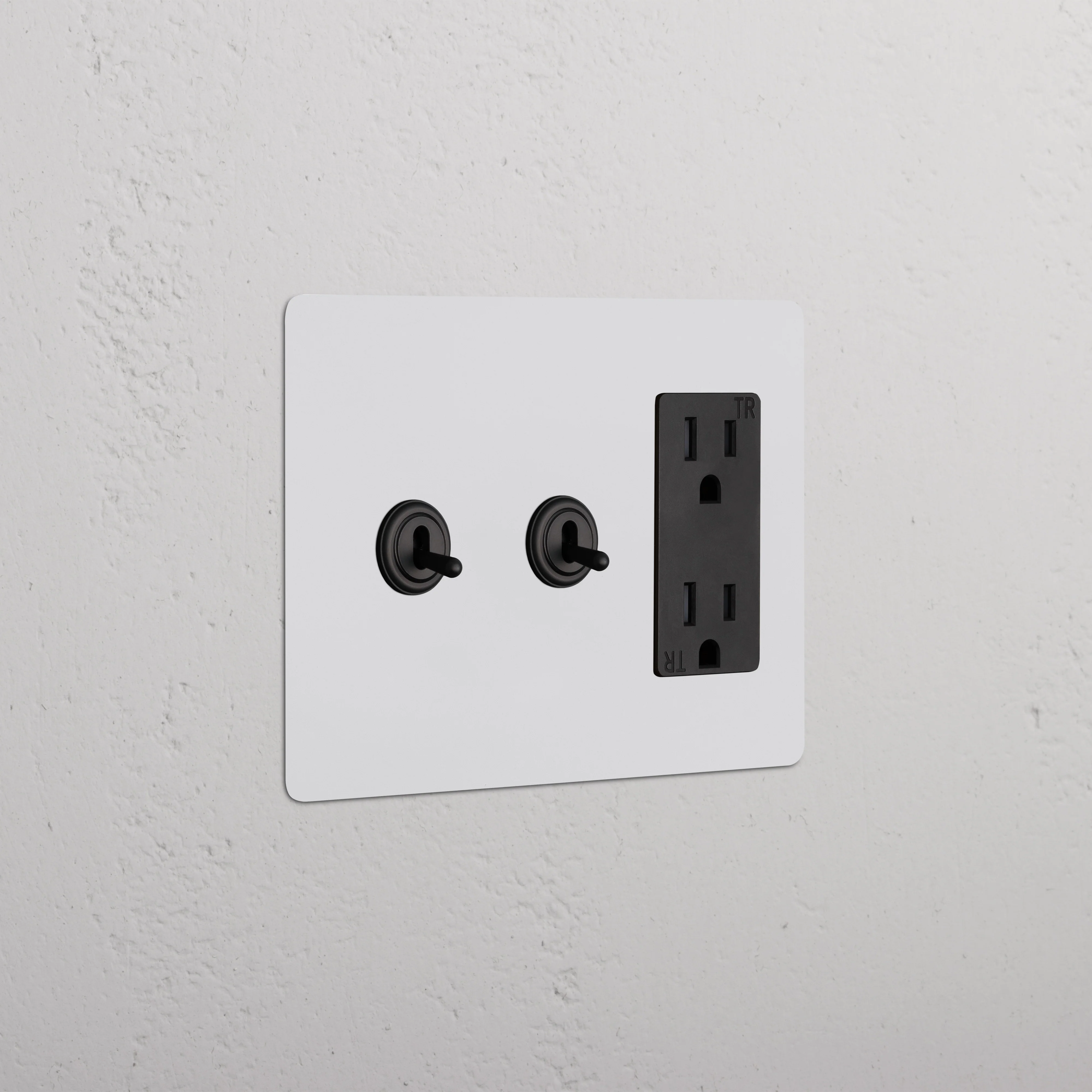 Kew 3G 2x Toggle Switch & Outlet - Paintable Bronze Black