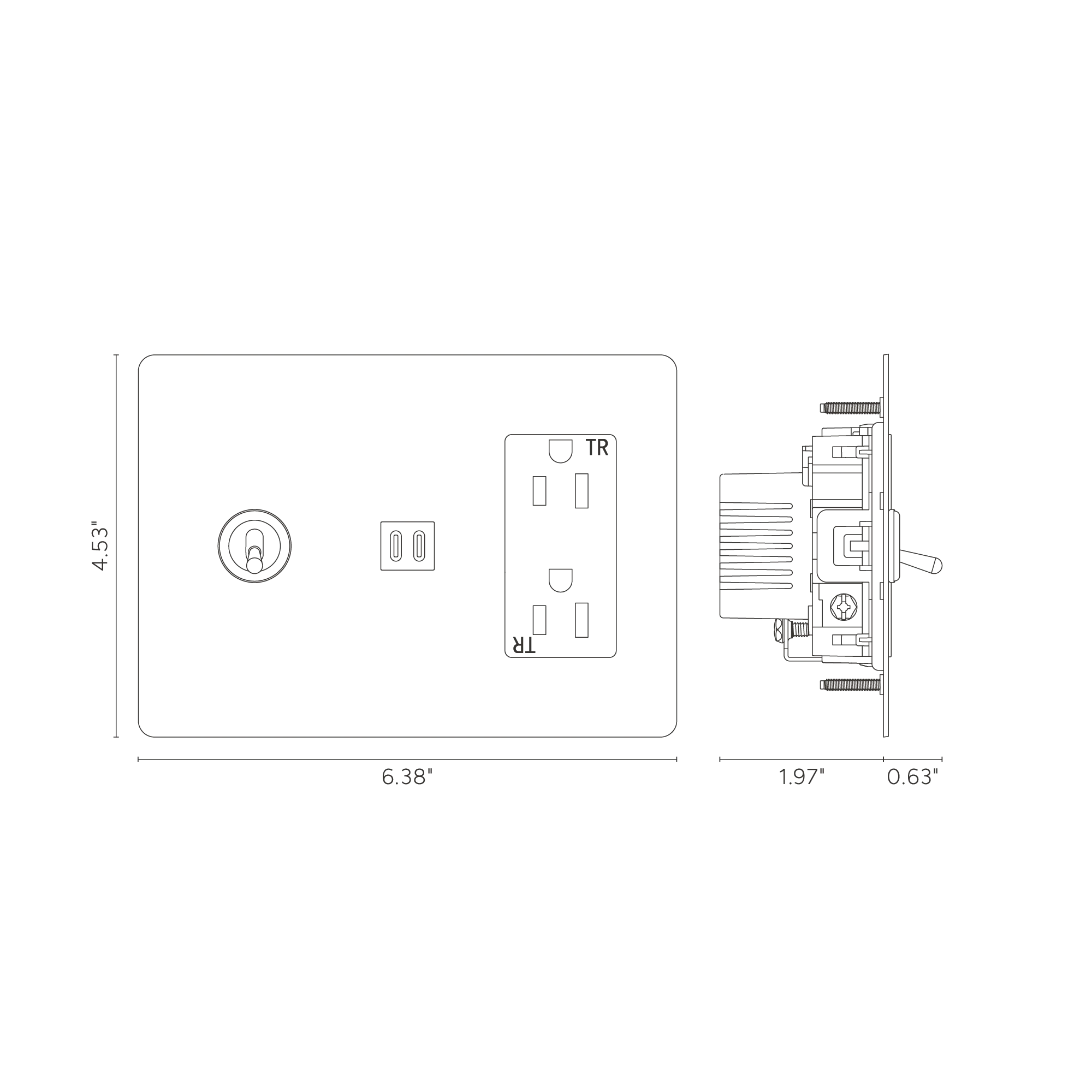Kew 3G Toggle Switch & Outlet & Fast Charge USB - Paintable Antique Brass Black - Image 2