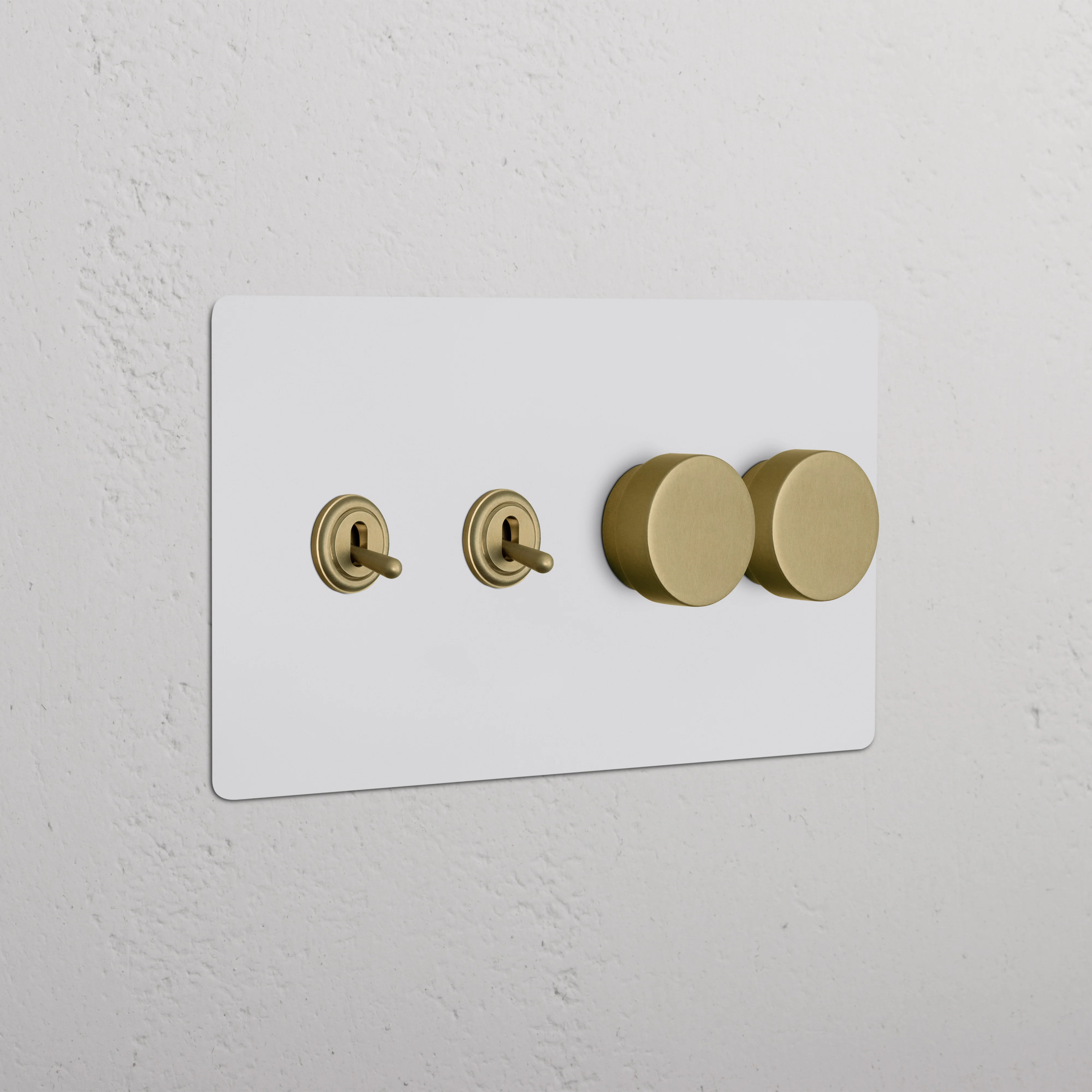 Kew 4G 2x Toggle & 2x Dimmer Switch - Paintable Antique Brass