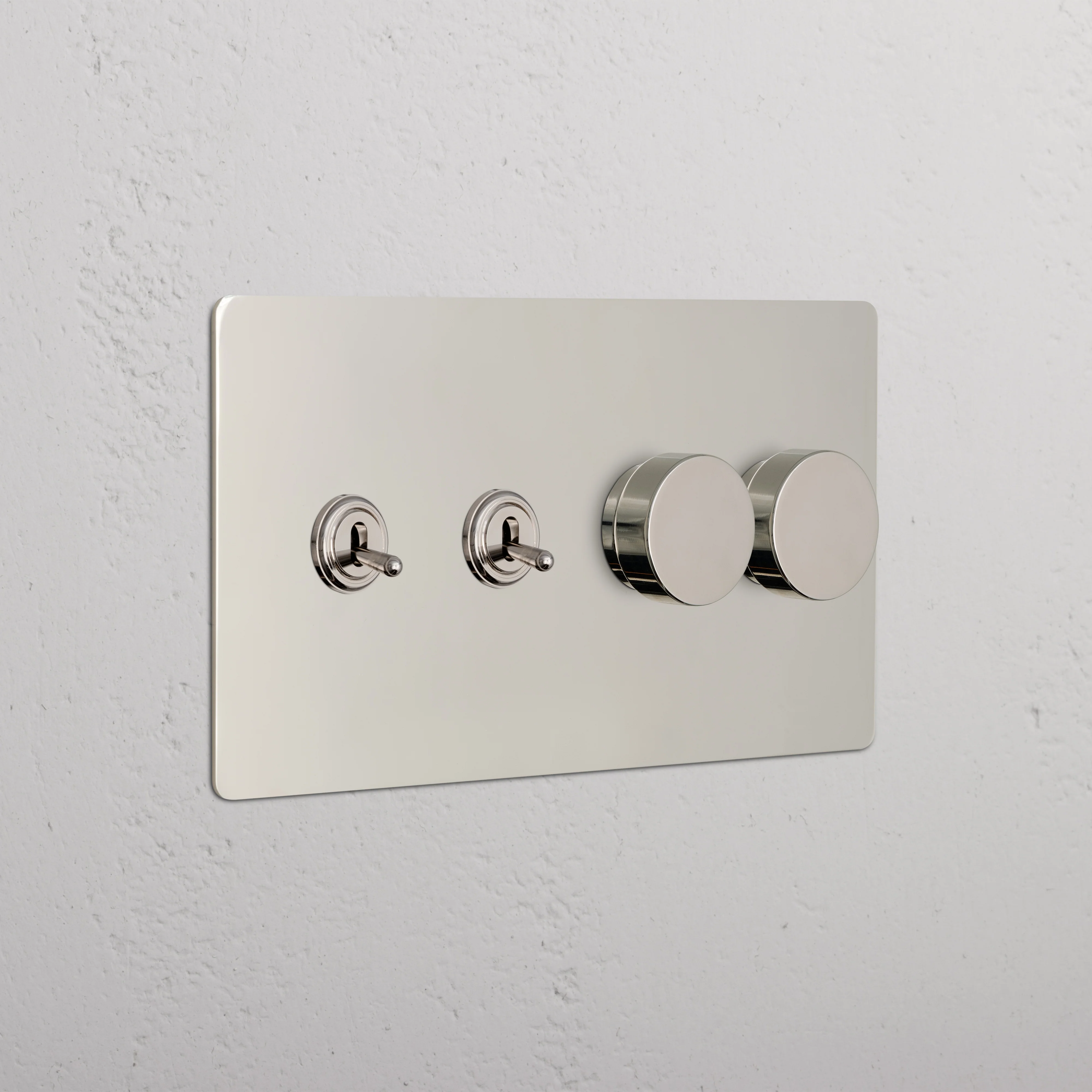 Kew 4G 2x Toggle & 2x Dimmer Switch - Polished Nickel