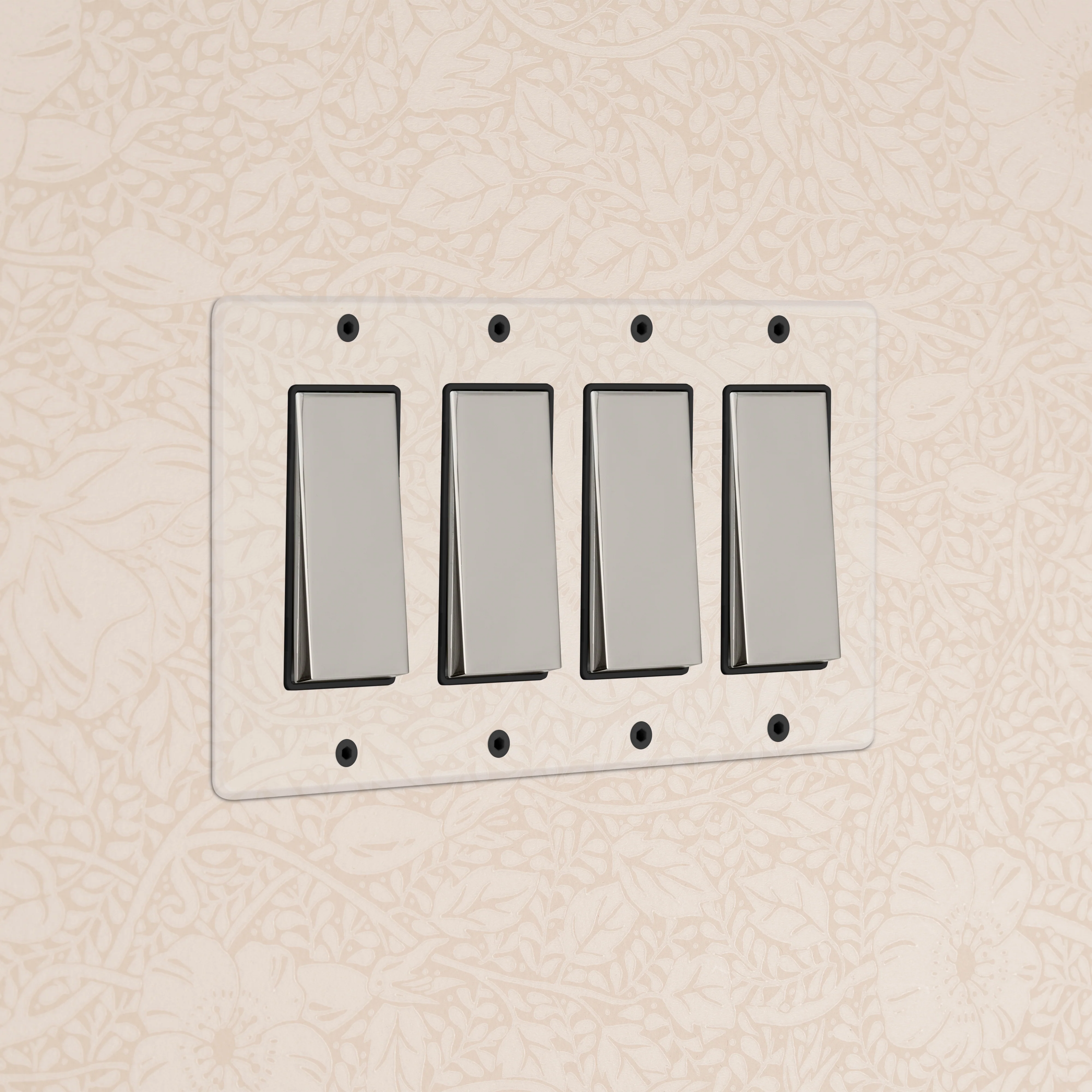 Kew 4G Rocker Switch - Clear Polished Nickel Black