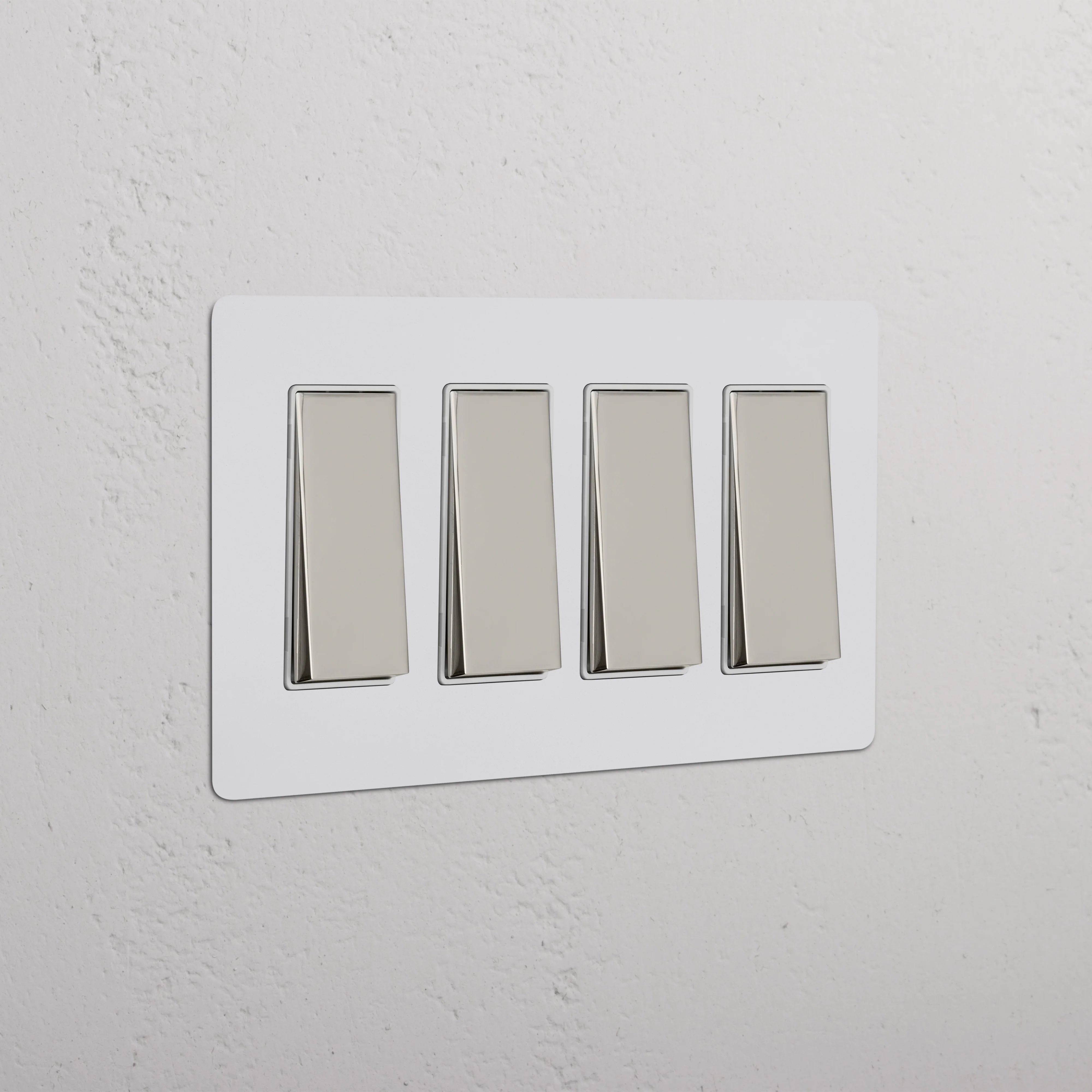 Kew 4G Rocker Switch - Paintable Polished Nickel White