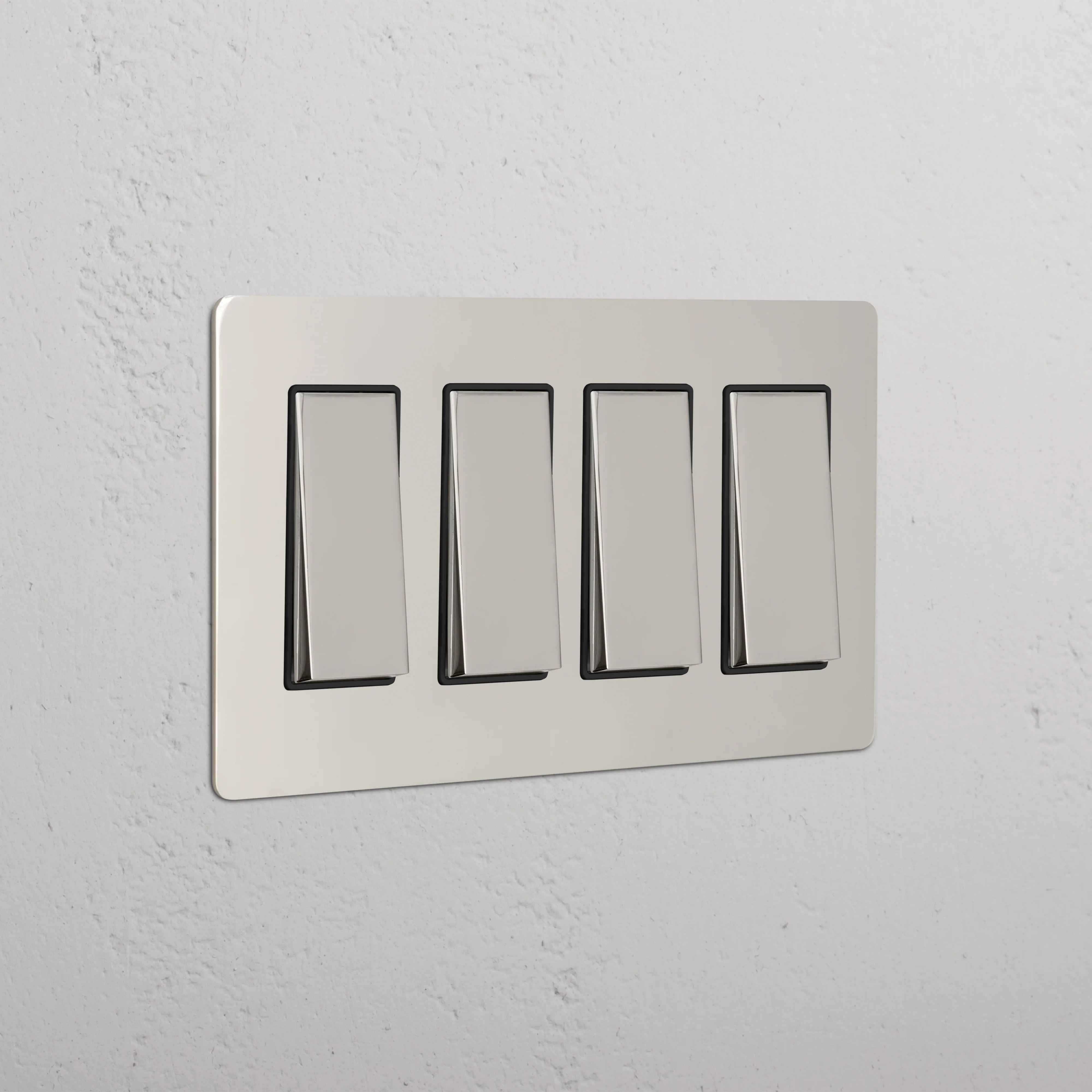 Kew 4G Rocker Switch - Polished Nickel Black