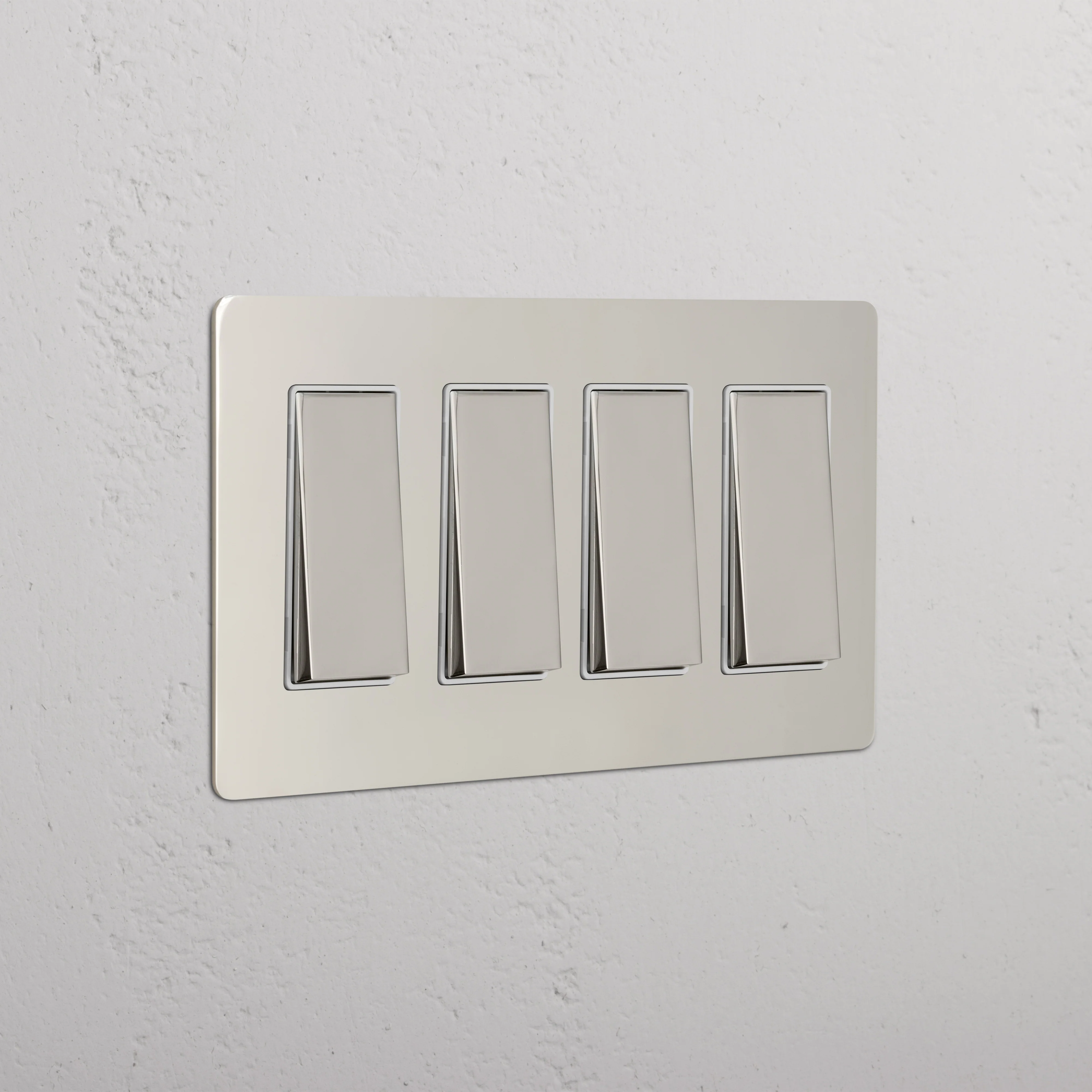 Kew 4G Rocker Switch - Polished Nickel White