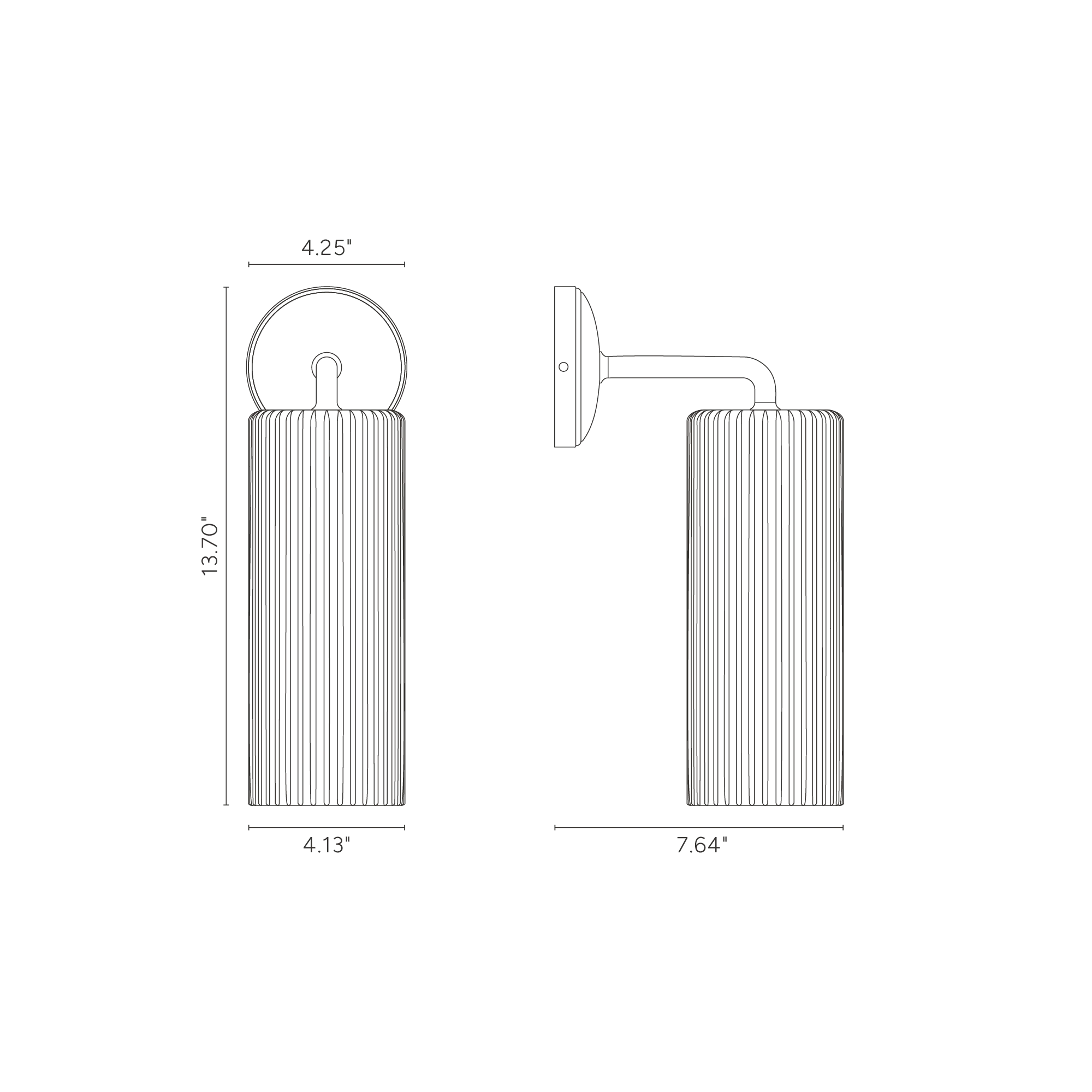 Claremont Large Wall Light Fluted Glass - Polished Nickel - Image 5